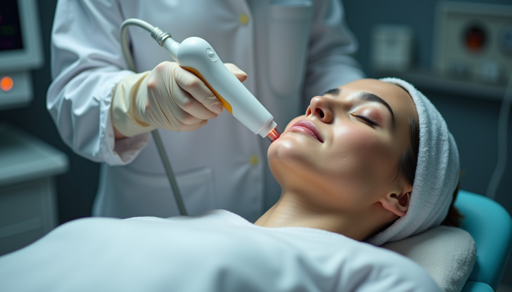Laser device head close-up for skin treatment